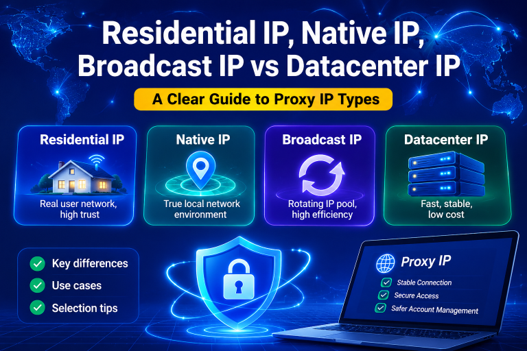 Demystifying Proxy IPs: What Are the Differences Between Residential, Native, Broadcast, and Datacenter IPs?